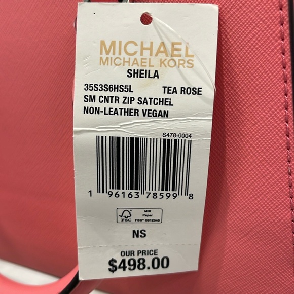MICHAEL KORS
Sheila Small Faux Saffiano Leather Satchel
Tea Rose 
NWT - Picture 7 of 16